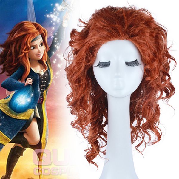 

dingdang pirate captain little wine red medium and long roll animation cosplay wig, Black;brown