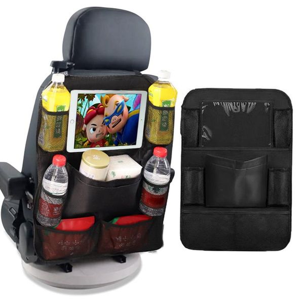 

car organizer multifunction auto seat back bag oxford cloth interior storage with tablet holder and water cup drink rack