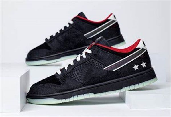 

skateboard shoes sb dunk low league of legends color lack/white-bright crimson leisure shoes sneakers ship shoebox