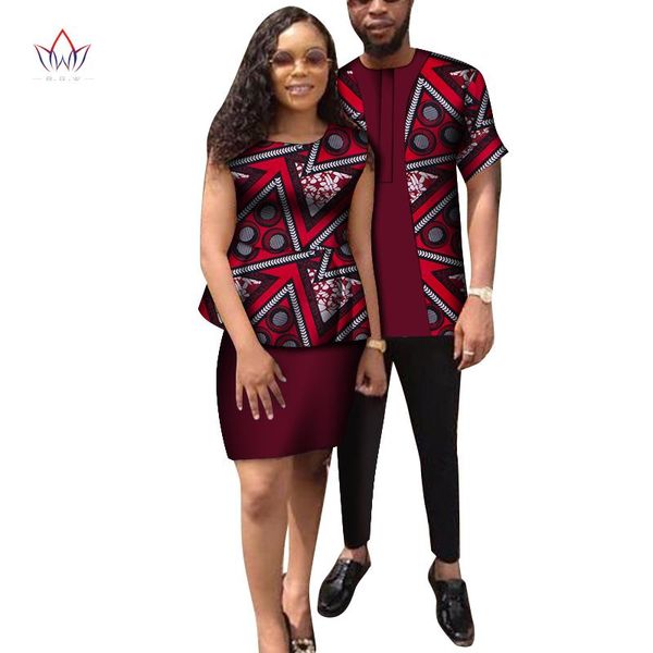 

ethnic clothing african style couple clothes suit for women bazin riche outfit woman plus size men skirts wyq499, Red