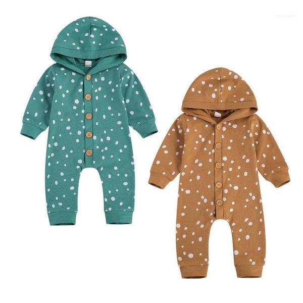 

0-24m polka dot rompers for born infant baby boy girl long sleeve hooded jumpsuits spring fall one pieces clothing1, Blue