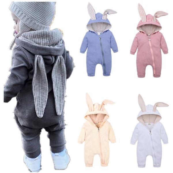 Kaninchen-Kostüme für Baby-Jungen-Strampler-Mantel-Häschen-Neugeborenen-Einteiler-Reißverschluss-Outfits Niedliche Säuglings-Hoodies-Jacken-Mädchen-Overall-Overall 210413