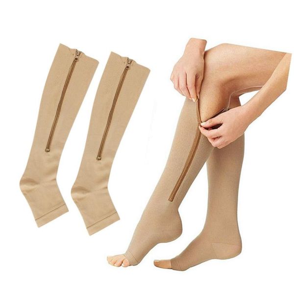 

zipper compression sock sports pressure socks zip wholesale drop, Black