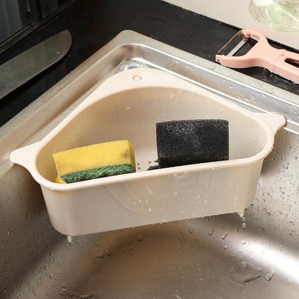 

kitchen sink drain storage basket triangle plastic shelf vegetable and fruit with suction cup rack & organization