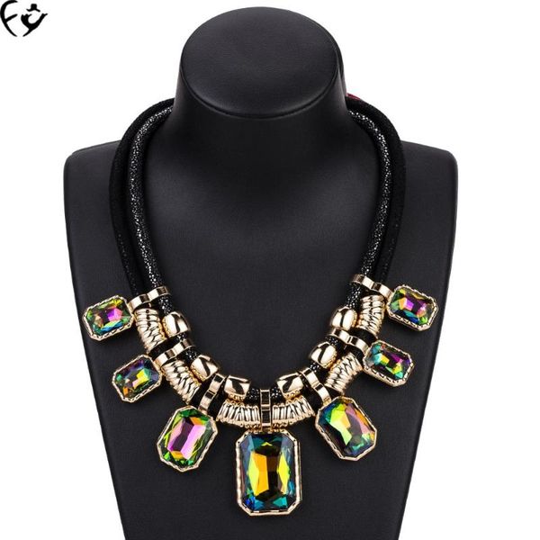 

euramerican hyperbole big shop sign is multilayer braid glass necklace fy190311027 chokers, Golden;silver