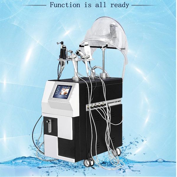 

10 in 1 multi-functional beauty equipment hydrodermabrasion ultrasonic radio frequency bio oxygen hydrafacial dermabrasion peeling face skin, Black;white