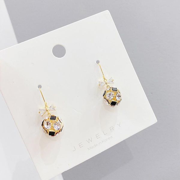 

arrival s925 silver needle sweet knot stud earrings for women 14k real gold jewelry zircon flower beads, Golden;silver