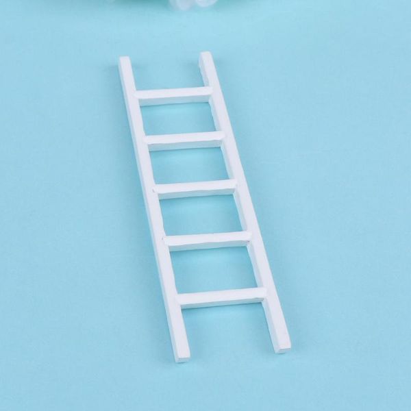 

decorative objects & figurines 1pc mini house ladder miniature wood staircase model craft diy accessory (white)