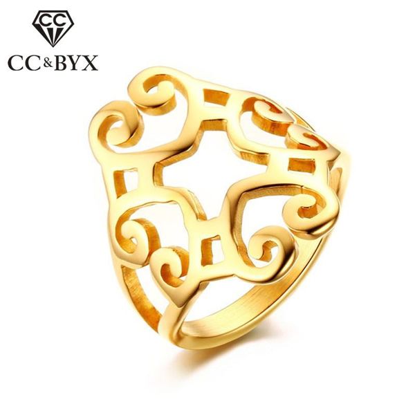 

wedding rings titanium steel for women and men stainless vintage luxury jewelry hollow ring party gift drop 1324, Slivery;golden