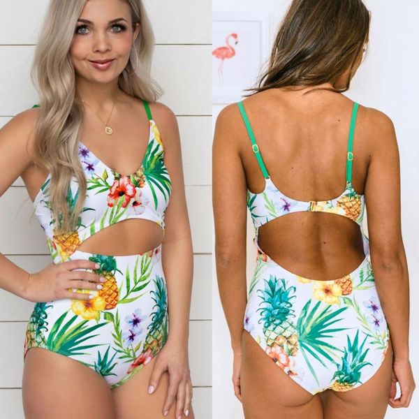 

hirigin flower swimwear one piece swimsuit women 2021 high waist hollow out push up padded baithing suit biquini one-piece suits