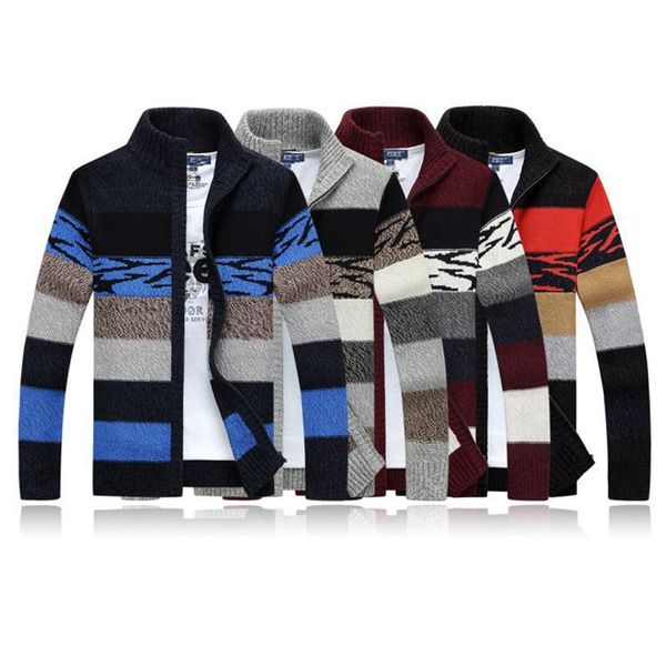

men's sweaters cardigan sweater men stand collar winter wool fashion cardigans male coat brand clothing, White;black