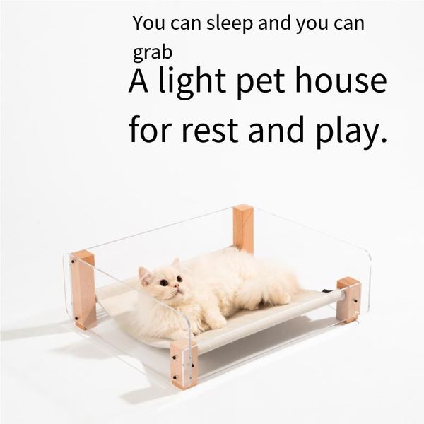 Katzenbetten, Möbel, klares Acryl, Bett, Hängematte, hochwertiger Buchenrahmen, Nestzubehör, Zubehör für kleine Hunde