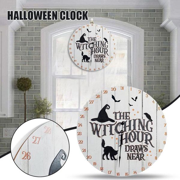 

wall clocks halloween countdown clock ornament wooden round art decoration for home living room bedroom decor