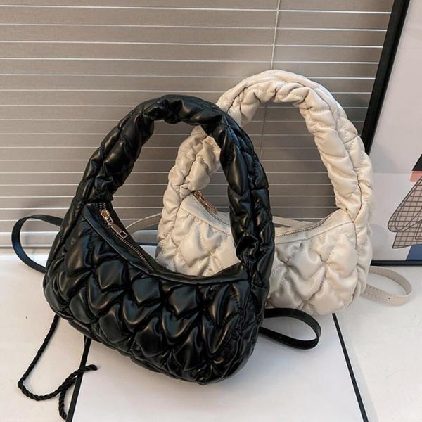 

evening bags lattice pleated tote underarm bag 2021 quality soft pu leather women's designer handbag shoulder messenger