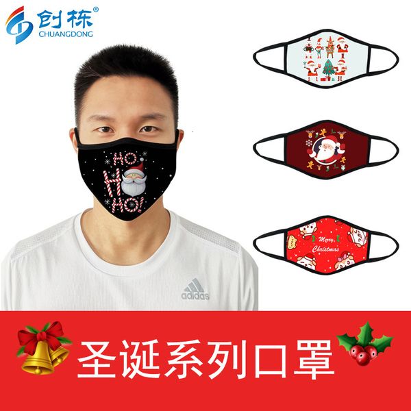 

washable cartoon printed cotton female winter warm santa claus face mask