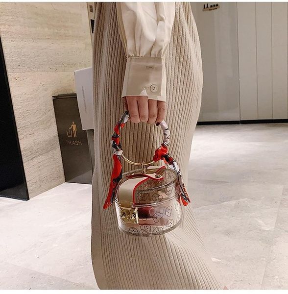 

shoulder bags women fashion mini handbag metal handle case shape acrylic clutch bag with scraf ladies party female chain crossbody