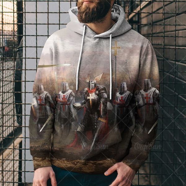 

spring and autumn sweater 3d printing crusader seri men's loose street trend hoodieaj89, Black