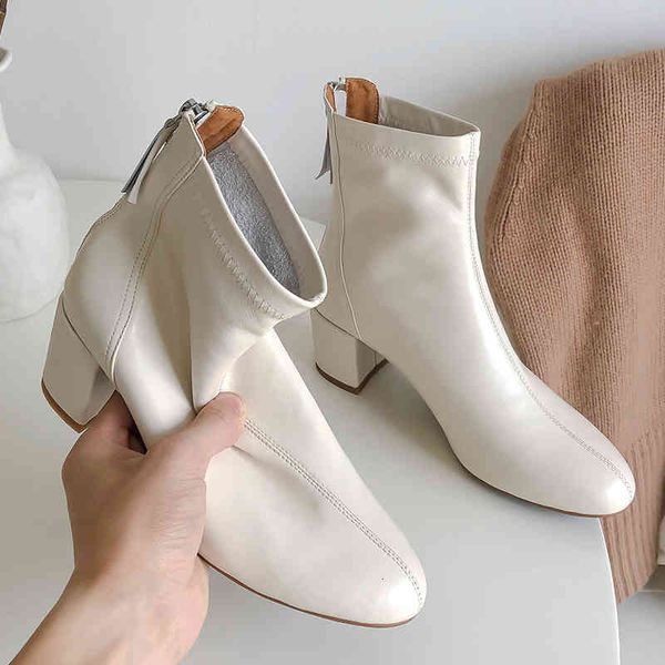 

dress shoes ins botas de couro natural para mulheres, sapatos femininos com zÃ­per traseiro, cor sÃ³lida, salto mÃ©dio, vaca + palmilha forro 1, Black