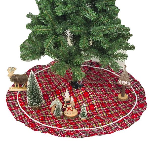

christmas decorations tree skirt red plaid snowflake for home office
