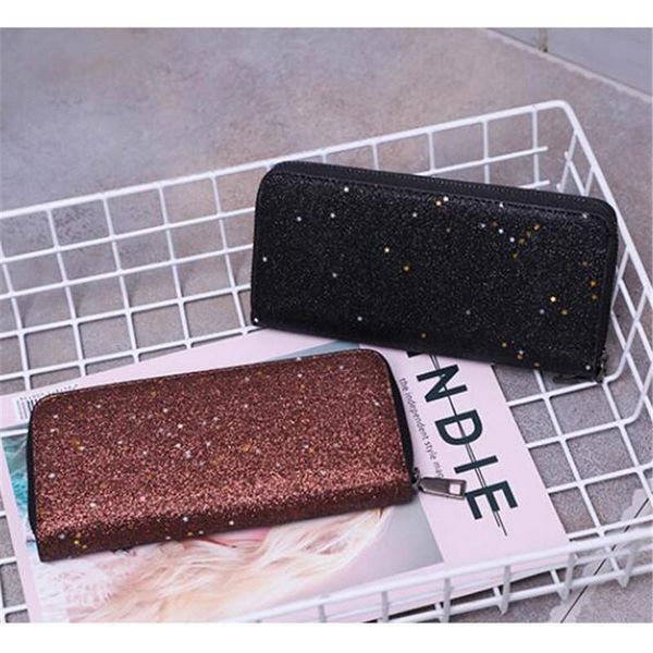 

wallets fashion women sequins long elegant personality clutch bag purses casual money bags zipper glitter party pu, Red;black
