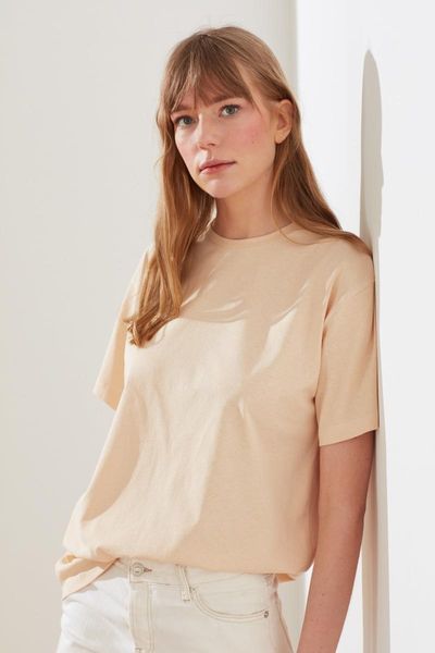 

trendyol boyfriend knitted t-shirt twoss21ts1024 women's, White