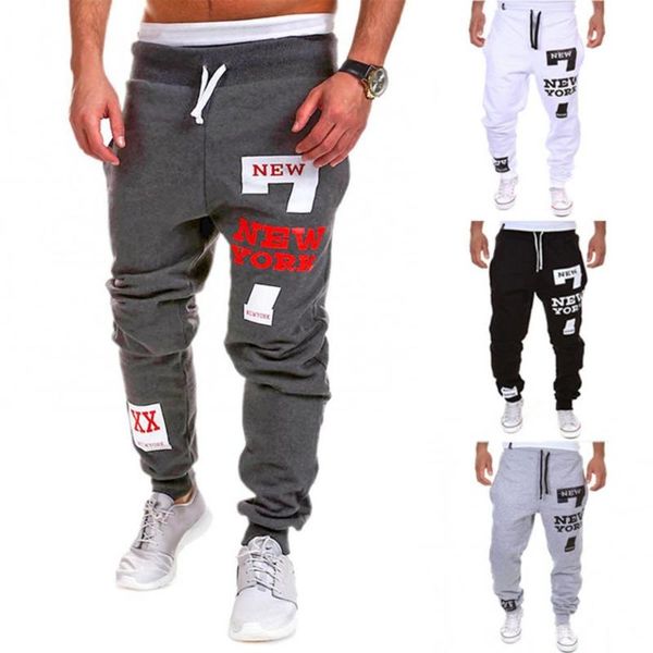 

men's pants drop men casual jogger 7 printed letter drawstring soft breathable sweatpants trousers, Black