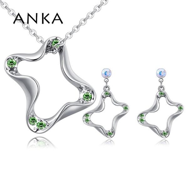 

earrings & necklace anka drop geometric wave earring simple crystal sets for women classics fashion jewelry set christmas gift #129006, Silver