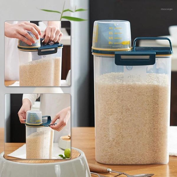 

storage bottles & jars 3l kitchen grain sugar flour beans jar bottle transparent with measuring cup container sealed rice bucket box