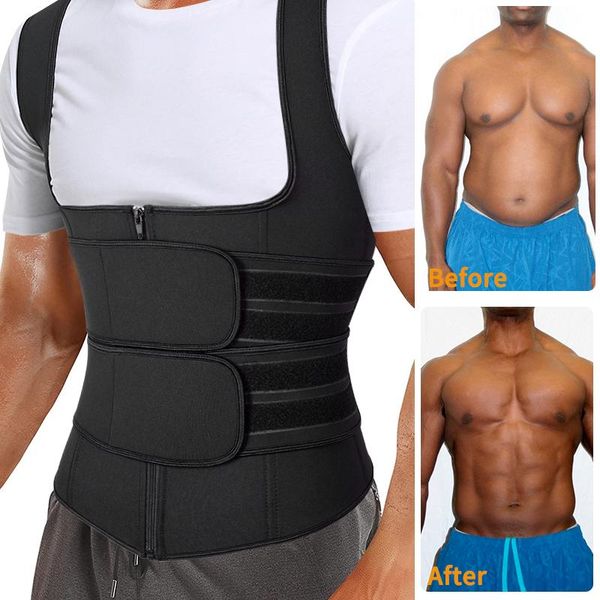 

gym clothing men sweat sauna body shaper vest waist trainer slimming tank shapewear corset fitness underwear fat burn workout trimmer, White;black