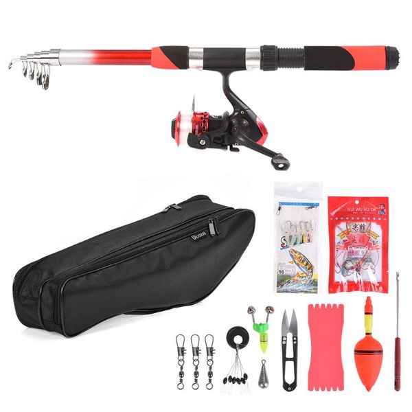 

fishing rod and spinning reel set combo baits hooks bag kit tackle boat rods