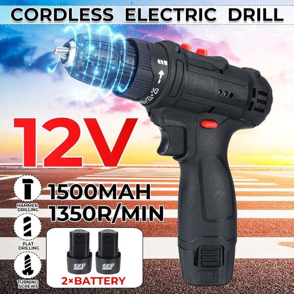 

professiona electric drills 12v cordless drill set 3 in 1 power driver two lithium batteries household rechargeable screwdriver