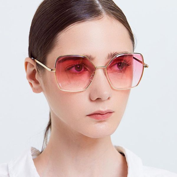 

polygonal retro fashion ladies sunglasses with metal frames, White;black