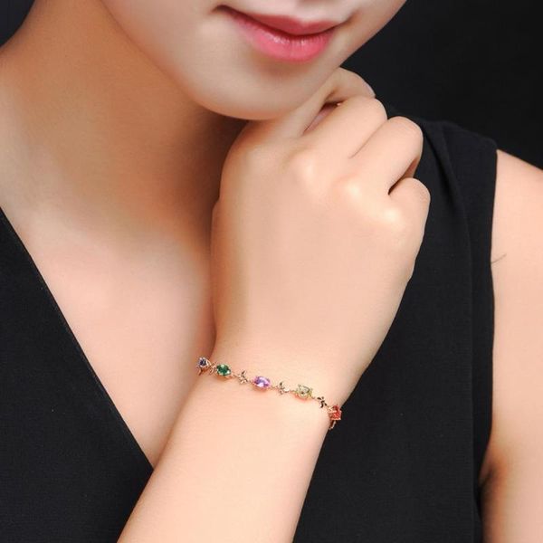 

charm bracelets multicolor oval rhinestone butterfly women bracelet party jewelry gift, Golden;silver