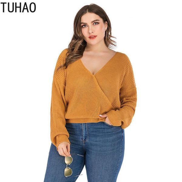 

women's sweaters tuhao 2021 large size sweater knit pullover women clothes woman knitted casual crop wm96, White;black