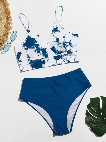 

plus tie dye bikini swimsuit m2ig#, Black