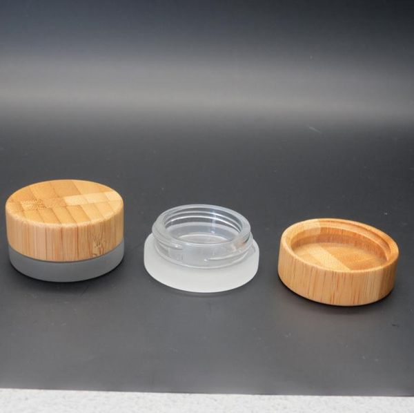 

storage bottles & jars 5ml frosted glass jar with bamboo lid wax cosmetic cream container 5g sn752