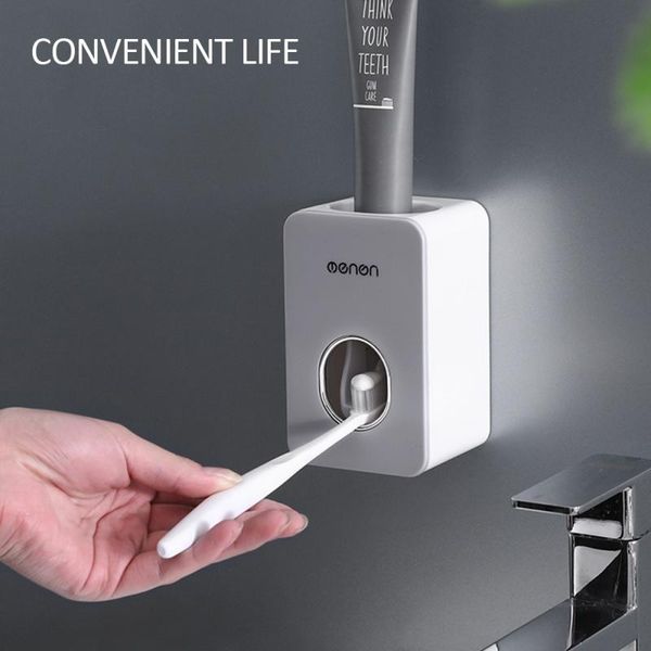 

bath accessory set fully automatic toothpaste extruder squeezer wall hanging perforation-toothbrush holder bathroom accessories