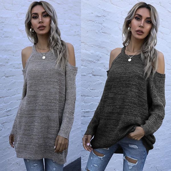 

women's sweaters w 2021 autumn slim fit solid color round neck knit bottoms off shoulder fashion for women, White;black