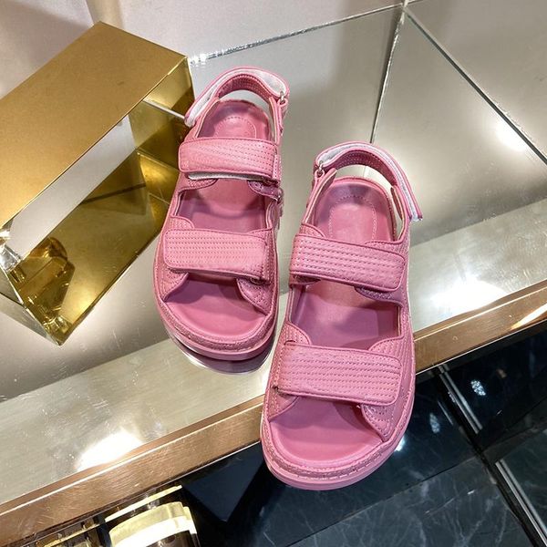 

hook-loop flat sandals summer casual beach outdoor woman shoes fashion luxury designer brand, Black