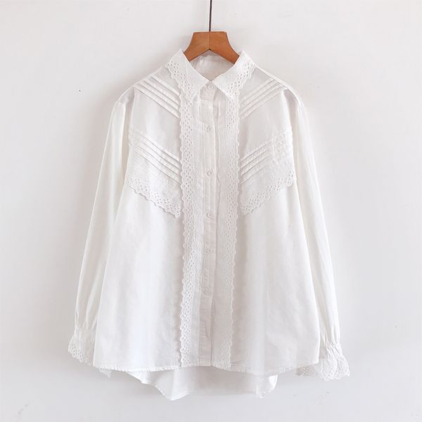 

women's blouses & shirts lamtrip quality white lacing stich v shaped cotton long sleeve shirt blouse 2021 summer zmtv