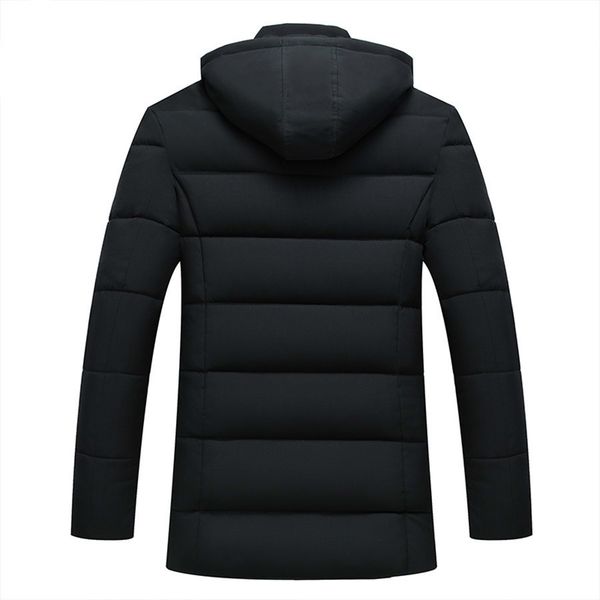 

men fleece thick long jacket winter male casual warm cotton padded windbreaker hooded parka streetwear coats, Black