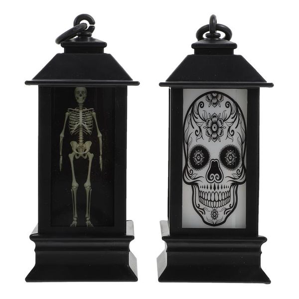 

downlights 2pcs safe electric lanterns skeleton candle lamps light (black)