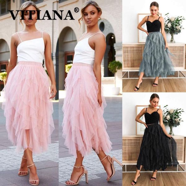 

skirts vitiana women mesh casual pink skrits for womens summer 2021 female elegant gray streetwear black woman