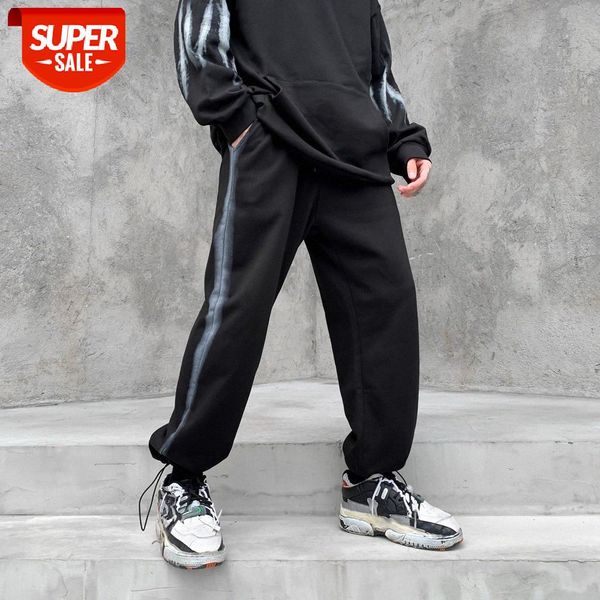 

painted casual knit sports trousers with feet #hk7g, Black