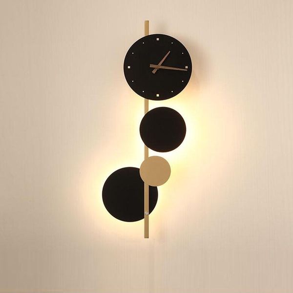 

wall lamp nordic clock decor led simple modern living room background lights corridor bedroom sconces