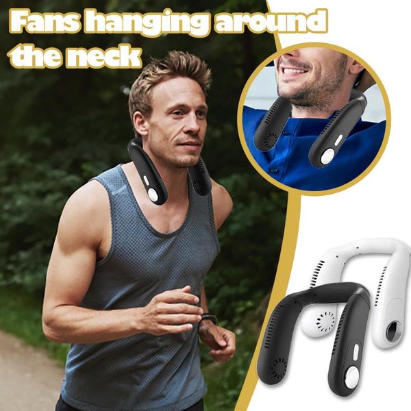 

electric fans mini bladeless fan portable leafless hanging comfortable neckband neck outdoor sports air cooler