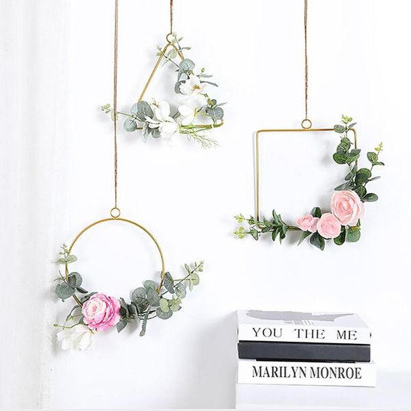 

vases flower wreath metal ring triangle square party diy decor hoop hanging ornament