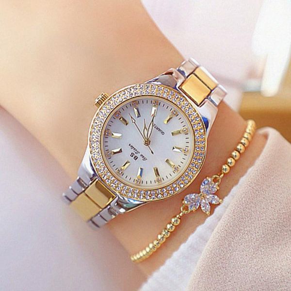 

wristwatches fashion luxury women watches diamond ladies quartz stainless steel gold silver clock female watch relogio feminino, Slivery;brown