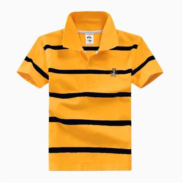 

3 12 year old boy polo shirt short sleeve lapel striped cotton childrens t various colors optional, Blue