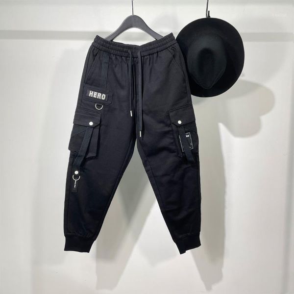 

men's pants owen seak men casual pencil high street wear clothing england sweatpants preppy autumn winter cross black